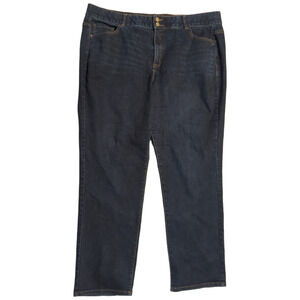 LANE BRYANT High Rise Straight Dark Rinse Distressed Jeans Plus Size 26